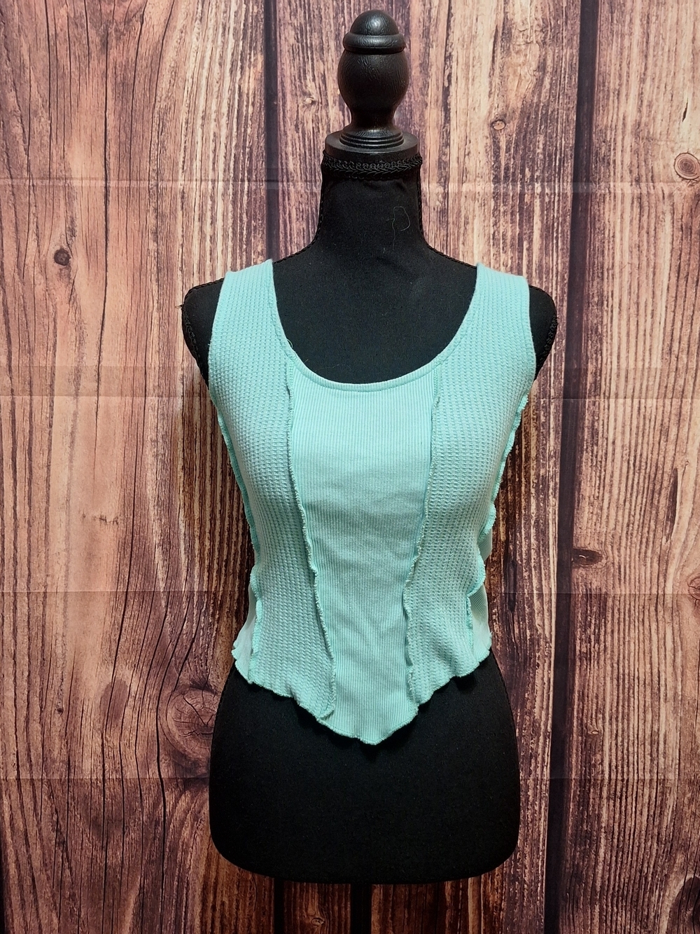 Fitz+eddi Mint Green Ribbed Scoop Neck Tank Top Size S